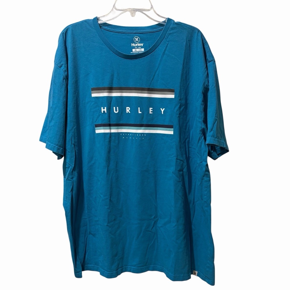 Hurley T-Shirt‎ Men's Size XL Blue Short Sleeve Crew Neck Logo Cotton